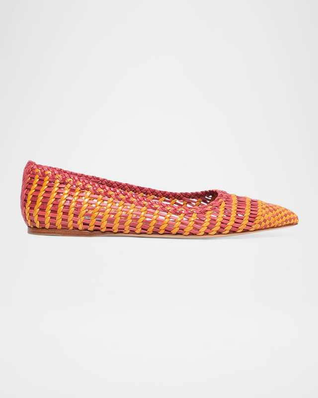 Aurora Woven Leather Ballerina Flats